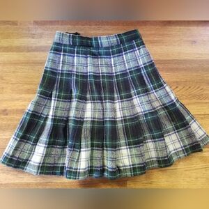 Girls wool pleated plaid skirt